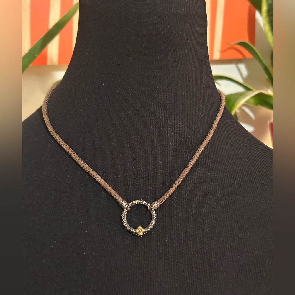 Barbara Bixby Sterling Silver 18kt Brown Leather Necklace